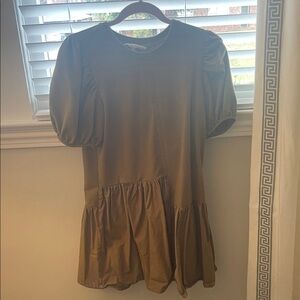 English Factory Olive Puff-Sleeve Tiered Tunic